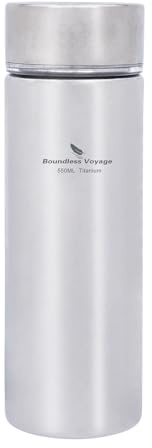 iBasingo 550ml Titan Thermos Botellas Vaso de vacío con filtro Mujeres Hombres Deportes Ciclismo Botella de Agua Doble Capa Ligero Senderismo Camping Portátil Té Café Vino Business Cup Ti3019D
