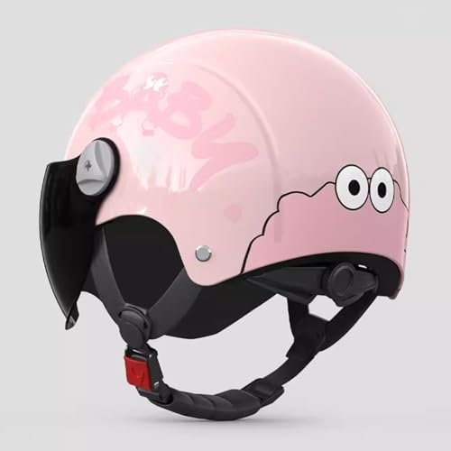 QJWMatic Kinder-Motorradhelm, Offenes Gesicht, Leichter Helm, Jungen- Und Mädchen-Jethelm Mit Sonnenblende Für 3–15 Jahre B,48-58CM