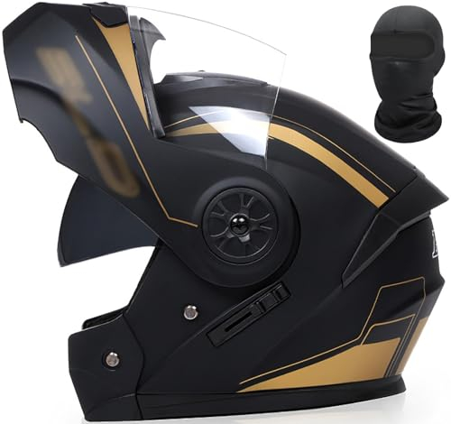 Klapphelm mit Sonnenblende Integriert Motorradhelm ECE Zertifiziert Integralhelm mit Doppelvisier Scooter Mofa-Helm für Erwachsene Frauen Männer I,S=55-56CM