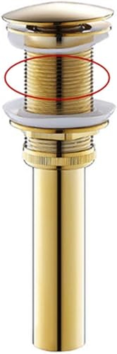 EQQHJL Waschbecken-Becken-Abflussstopfen, P-Typ-Siphon, Waschbecken-Flaschensiphon, Messing-Badezimmer-Waschbecken-Siphon-Abflüsse mit goldenem Pop-Up-Abflussrohr. (Color : Without Hole)