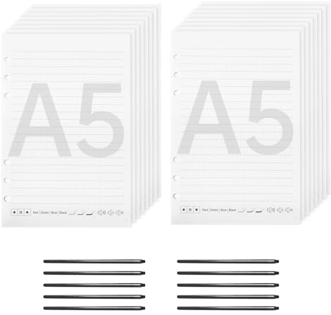 Papel A5 de 120 hojas y 10 recambios de bolígrafo para cuaderno digital compatible con bolígrafo y aplicación Ophaya, soporte para notas, toma de grabaciones, almacenamiento