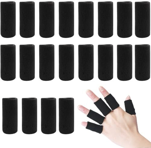 WeddHuis 20 Stück Fingerschutz Elastische Baumwolle Fingerbandage den Sport Kompressionsschutz Fingerhülsen zur Linderung von Fingerschmerzen Sportverletzungen Calluses Arthritis Knuckle