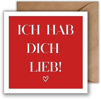 WBdesignz Liebe Karte Beziehung Ich hab dich lieb mit Umschlag - Valentinstag Partnerschaft Karte Familie Mutter (125mm x 125mm)