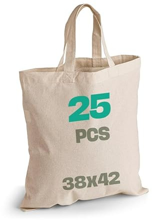 SCANDBAGS – Baumwolltasche – 5 | 10 | 25er-Pack – mit kurzen Henkeln - Öko-Material – zum Bedrucken und Bemalen – Einkaufstasche – Stofftasche – Unbedruckt – für Geschenke (25 Stück)