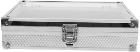 SAFIGLE Uhrenbox mit 12 Fächern, Quadratisch, aus Metall, Weiß | Aluminiumrahmen, Acryl Deckel, Wildleder Innenfutter, Leichtes Design, zur Stilvollen Präsentation