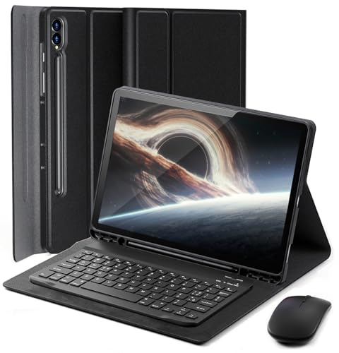 Cover Per Samsung Galaxy Tab S10 Ultra/S9 Ultra/S8 Ultra 14.6 Pollici con Bluetooth Wireless Italiano tastiera (QWERTY) e Mouse Coperchio Protettivo con Scanalatura Portapenna Keyboard Case Nero