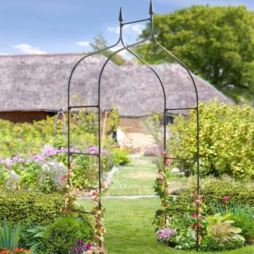 Garden Mile Giant Heavy Duty Garden Arch -9.5ft Arbour Steel Plant Supports For Outdoor Plants - Steel Frame Support Arches For Climbing Plants, Climbing Rose, Outdoor Decorations & Wedding Arch Frame