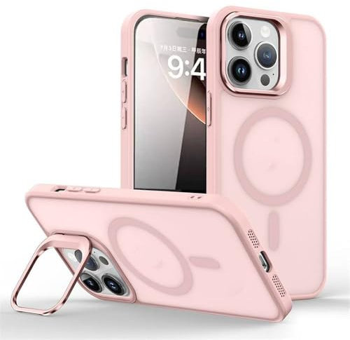 FORLUZ Custodia per telefono con supporto opaco per iPhone 14 12 11 13 15 Pro Max Mini 15 14 Plus Custodia per ricarica wireless, rosa, per iPhone 12 Mini