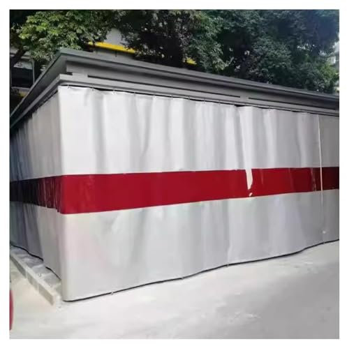 Pantalla Divisoria Para Soldadura, Manta Para Soldadura Revestida De Silicona Con Panel De Ventana De Visualización Rojo, Aislamiento Ignífugo, Resistente Al Calor(8X2.5 M/26.2x8.3 ft)