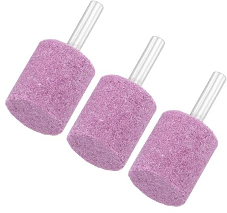 M METERXITY 3-Pack Abrasive Mounted Stone Grinding Bits, 1/4 IN(6mm) Shank Aluminum Oxide Polishing Sanding Drill Bit for Rotary Tools, 1IN(25mm) Dia 80 Grits Cylinder [Pink]