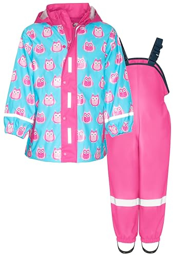 Playshoes Regndräkt i två delar, maskdräkt, vattentät, Uggla rosa, 80