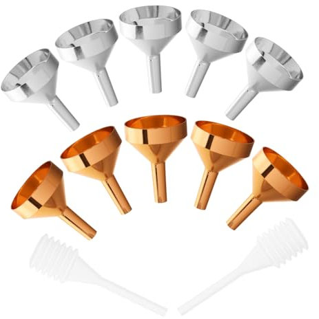 NIYANGLE 12pièces Mini-entonnoirs Métal avec Pipette pour Remplissage de Flacons Vaporisateurs et Liquides Parfumés Lot de Petits Entonnoirs pour Cuisine et Voyage
