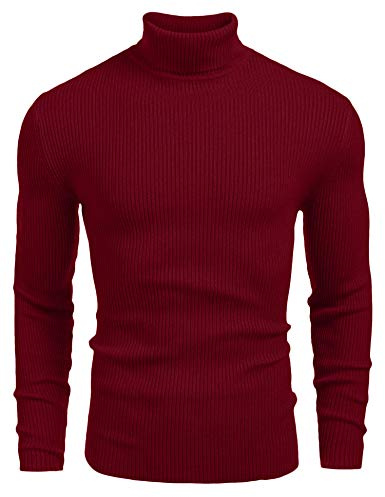 COOFANDY Herren Rollkragen Pullover Langarmshirt Feinstrick Sweater Rollkragen Freizeit Slim fit Basic Männer Pullover | 100 % Acryl-Stoff, weich, einfarbig, pflegeleicht, täglicher Komfort
