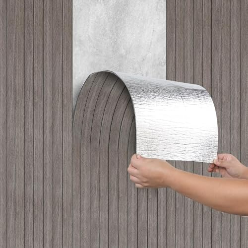 Camiraft Peel and Stick Wall Panels Self-Adhesive Wood Wall Panels 3mm Thick Stick on Wall Panels Wood Paneling Wallpaper for Kitchen,Living Room,Bedroom,Ceilings,Office,40x300CM Dark Grey