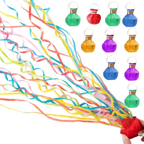Mineup Serpentinas de Mano, 10 Piezas de Serpentinas de Lanzamiento a Mano, Lanza Serpentinas, Tira Serpentinas, Serpentinas de Colores para Fiestas Año Nuevo, Cumpleaños Bodas Graduaciones