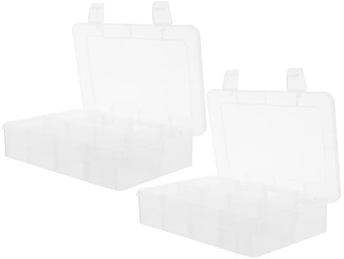 Lurrose 2piezas Caja Organizadora Transparente De Compartimentos Almacenamiento Modular Para Herramientas y Accesorios