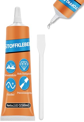 Nayrmaer Stoffkleber, 60ml Textilkleber, Waschmaschinenfest Stoff Kleber für Textil, Baumwolle, Leder, Jeans und mehr