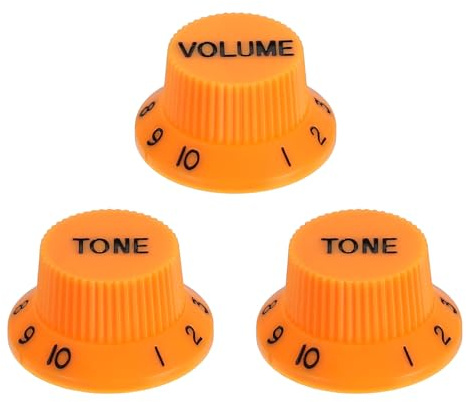QUARKZMAN 3 Stück 6mm Gitarrenknöpfe Kunststoff, 25.5mm x 17.5mm x 13.5mm Audio-Knopf Drehknopf Potentiometer Knöpfe für E-Gitarre Bass, Orange