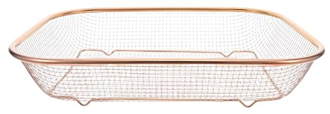 Mikikit Égouttoir à Couverts en Acier Inoxydable 304 Grand Panier D’Égouttage en Maille Rose Doré Passoire Multifonction pour Évier Cuisine Rangement Gain de Place pour Couteaux et