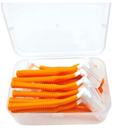 Interdentalborstar set med 20 vinklade interdentala borstar av plast, säkra och långvariga användbara mellan hängslen. Tandrengörare (1,2 mm)