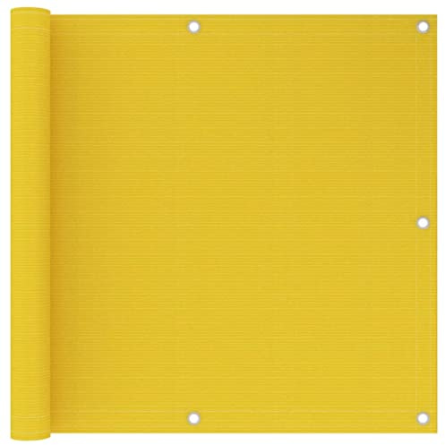 HDPE Balkonsichtschutz Gelb 90x600 cm, Sichtschutz für Balkon mit Aluminiumösen und Seil, UV-beständig und schimmelresistent, winddurchlässige offene Stoffstruktur