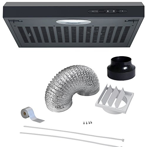 Cookology VISOR500BK Extractor Fan | 50cm Visor Cooker Hood in Black with Duct