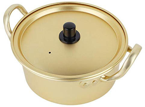 koreanischer Nudeltopf, koreanischer Topf Korean Ramen Noodle Pot Doppel Griff koreanischen Gelb Aluminium Stockpot Instant-Nudeln Pot(16cm)