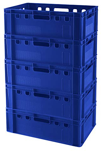 Logiplast 5 Stück E2 Kisten 60x40x20 Fleischkiste Lagerkiste Metzgerkiste in blau