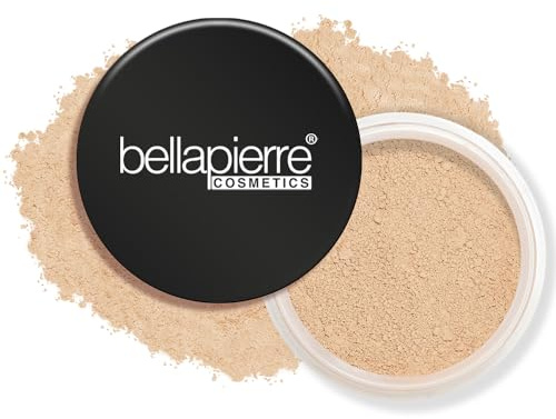 Bellapierre Loose Mineral Foundation SPF 15 – Pure Powder Base, Full Coverage Mineral Makeup, Matte Finishing & Setting, Lightweight, Talc-Free & Paraben-Free – 0.32 oz - Biscotti