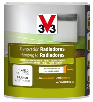 V33 Esmalte Renovación Radiadores Blanco Algodón Satinado, 0.5L