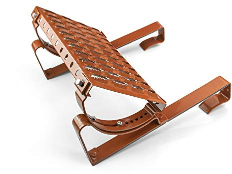 DQ-PP STEIGTRITT SET | 40cm | Ziegelrot RAL 8004 | Stahl verzinkt | Dachtritt Komplett für Dachziegel | Kaminpodest Steigtritt Dach | Gitterrost Tritt