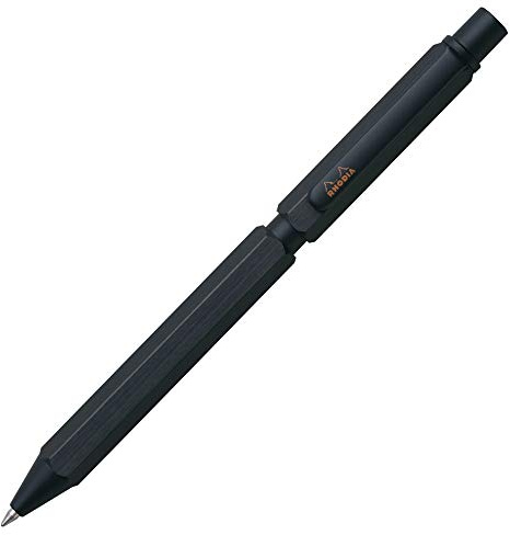 RHODIA 9342C - 3 in 1 scRipt Multipen 2 Ballpoint Pens 0.5 mm Black & Red + 1 Graphite Mechanical Pencil 0.5 mm - Hexagonal Body in Black Brushed Aluminium - Refillable - Eraser Under the Push Button