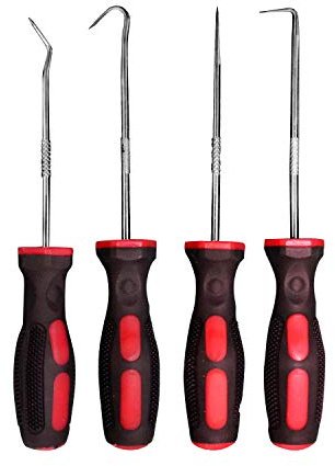 UNITEDLUX 4-teiliges Präzisions-Pick & Haken Set, Auto Auto Öldichtung O-Ring Dichtung Pick Mini Präzisionshaken Professionelle Abzieher Entferner Mechaniker Werkzeug