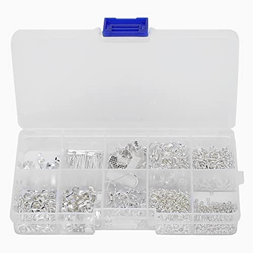 Ohrringe Machen Kit, Schmuck Handwerk DIY Machen Hummerverschluss Ohrringe Haken Set Schmuck Fundstücke Lieferungen Machen Teil Handwerk Schmuck Reparatur und Perlen(Silber)