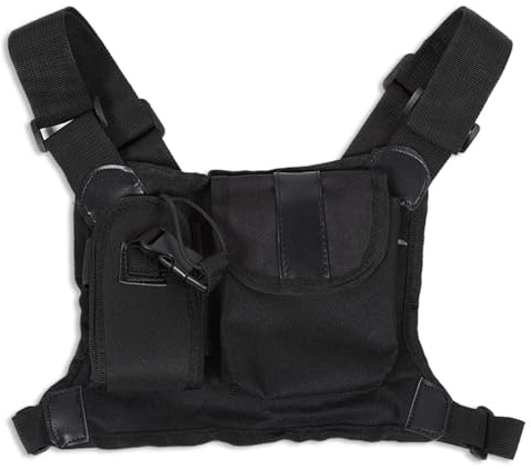Chest Harness Pack, Universal Männer Frauen Nylon Brustgurt Pack Verstellbar Zwei Wege Radio Brusttasche Pack Rucksack Walkie Talkie Schutzweste Taktische Zubehör Tragetasche für GP340 CP040 BF UV-5R