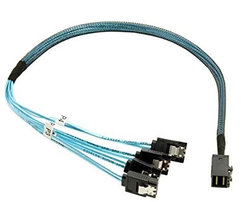 Cablecc Cavo interno mini SAS HD SFF-8643 Host a 4 SATA 7pin Target Hard Disk 6Gbps Data Server Raid Cable