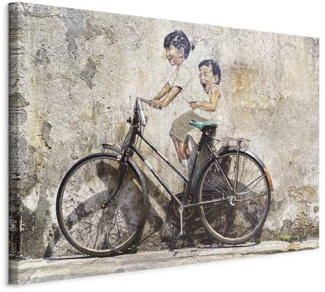 murando - Leinwandbild Banksy Kids on, 60x40 cm, 1-teilig, Schlafzimmer | Hochwertige Leinwand, sofort aufhängbar, ideal fürs Wohn- oder Schlafzimmer, wasserfest und lichtecht, langlebig, stilvoll