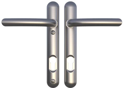Ultion Sweet Satin Nickel Door Handle Set, 122mm (Long Fixings) | Reversible (Non-handed), 92mm PZ, Curved Design, Part of the Ultion Sweet Range, Matching Door Furniture Available