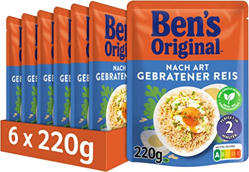 Ben's Original Express Gebratener Reis 6 x 220g, Multipack | Express Mikrowellen-Reis, Gebratener Reis, Schnell in 2 Min, Ohne künstliche Konservierungsstoffe