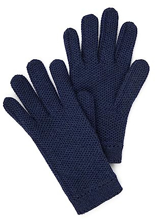 NEO B - CASHMERE | Guanti Cashmere donna | Guanti Cashmere Trama Nido d’Ape |100% Cashmere pregiato | Filato Cardiff | Taglia M | Made in Italy | Blu