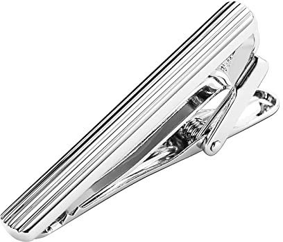 Krawattennadel Damen, Krawattennadel Silber mit Gravur Edelstahl Rechteck Krawattenklammer Tie Clip 4.5CM Schmuck Geschenke