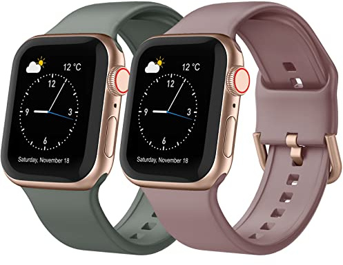 Adepoy 2Pack Compatible for Apple Watch Straps 46mm 49mm 45mm 44mm 42mm 41mm 40mm 38mm, Soft Silicone Sport Band with Classic Clasp for iWatch Series 11 10 9 8 7 SE 6 5 4 3 2 1 Ultra 3 for Women Men