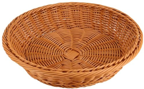 RT&BS Cestino per il pane Rotondo in Vimini per la Tavola, Ecologico Robusto Impilabile Cestini da pane Intrecciati a Mano per Verdure, Frutta, Spuntini in Cucina, Ristorante, Festa (Marrone, P)