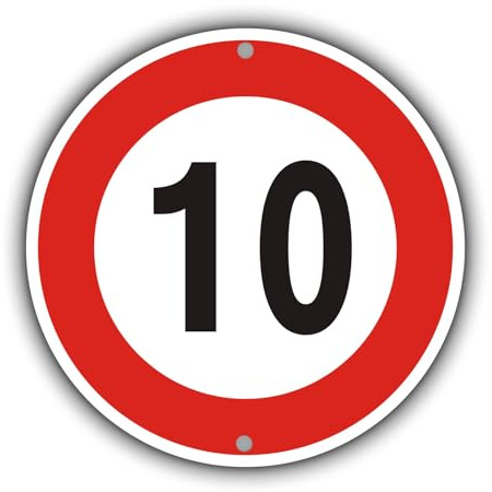 Felexdo Höchstgeschwindigkeit 10 km, Ø 30cm Verkehrszeichen Schild aus Aluminium Reflektierend, Wetterbeständig Einfache Installation für den Außenbereich