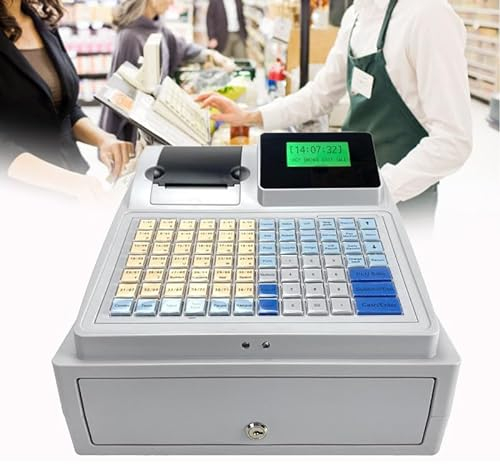 Registrierkasse, Registrierkasse, bis zu 81 Tasten, Digitale LED-Registrierkasse, elektronische Registrierkasse mit Schublade für Supermarkt-Einzelhandel, englisches System