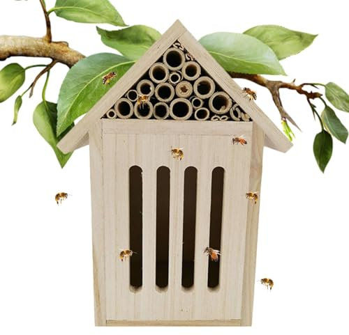 Bienenhaus aus, Gartenbienenhaus | Natürliches Schmetterlingshotel aus,Robuste und langlebige, stilvolle Gartendekoration, Bienenstock lockt friedliche Bienenbestäuber, Schmetterlinge und Ma