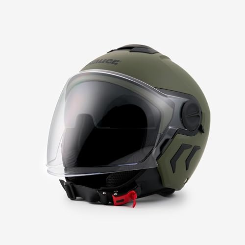 Blauer Demi-Jethelm Motorradhelm - DJ01 MONO Grün matt XL