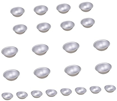 NUOBESTY 24 Stück Badesalz Halbkreisform Aus Aluminium – 3 Größen Selbstgemacht Badekugel Salzform Für Selbstgemachte Badebomben Badesalzball Formen Für Küche Und Wellness