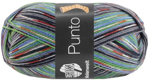 LANA GROSSA Meilenweit 100 Punto | Sockenklassiker, bedruckt und waschmaschinenfest | Handstrickgarn aus 80% Schurwolle & 20% Polyamid | 100g Wolle zum Stricken & Häkeln | 420m Garn FB 6306