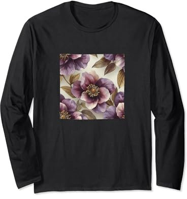 Motif aquarelle de fleurs hellébore Manche Longue